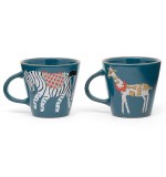 Microwave Safe OEM conical shape antinque pottery stoneware restaurant coffee tea mug with zoo design