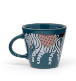 Microwave Safe OEM conical shape antinque pottery stoneware restaurant coffee tea mug with zoo design