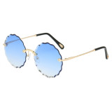 11836 Superhot Eyewear 2018 Fashion Women Sun glasses Flower Rimless Trimming Sunglasses