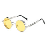 92714 Superhot Eyewear Retro Vintage Round Metal Steampunk Sunglasses