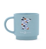 Eco friendly 12oz stoneware bulk ceramic travel mug blue red with custom decal pattern for gift