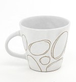10oz High end white ceramic geometry pattern mug for coffee