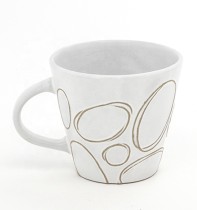 10oz High end white ceramic geometry pattern mug for coffee
