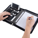 New Style Ostrich Grain A4 Zip Document File Folder Conference Portfolio with Telephone Holder