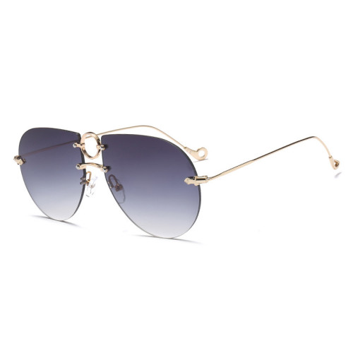 61716 Superhot Eyewear Men Women Sun glasses Brand Designer Grey Gradient Punk Shades Rimless Pilot Sunglasses