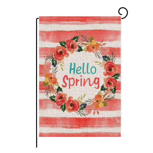 Hot sale spring linen garden flag custom logo double side printing yard flag banners