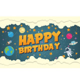 New custom screen printing polyester hanging flag happy birthday party decoration flag banner