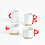 2020 new design stoneware coffee mug drink mugs with 3d red handle