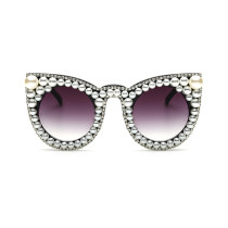 10828 Superhot Eyewear Luxury Women Cat Eye Jewels Pearl Rhinestone Sunglasses