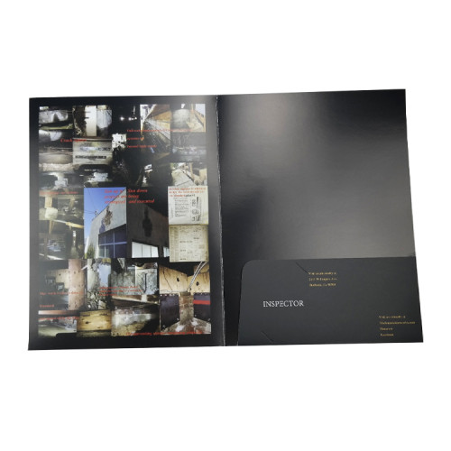 Double Sides Custom Printing a4 Presentation Paper File Folder with Business Card Slot