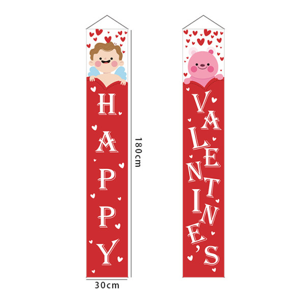 Customized 2021 Valentine Day banner Oxford cloth pink decoration hanging flag banner