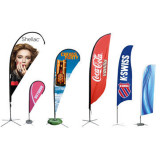 Custom Polyester Beach Feather Banner Advertising Sign Flags with flag stand