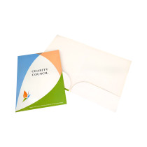 Custom offset printing two-pocket a4 size file folder with business card slot