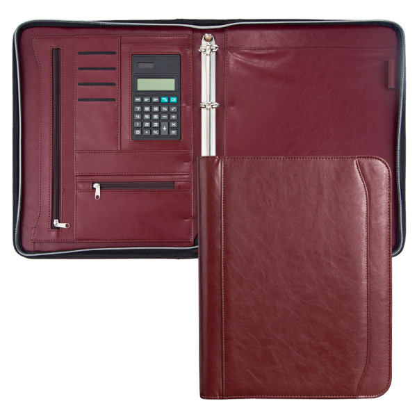 Custom Newest Black Conference Padfolio With Business Logo A4 Brown Faux Leather Zippered Executive Portfolio Organiser