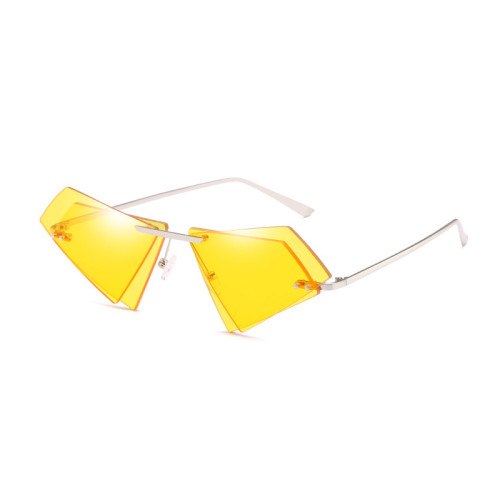JR66265  Men Women Brand Designer Sun glasses Irregular Shades Tinted Double Lenses Fashion Rimless Sunglasses