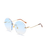 10035 Superhot Eyewear Fashion Round Rimless Sun glasses Women Oversized Sunglasses