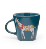 Microwave Safe OEM conical shape antinque pottery stoneware restaurant coffee tea mug with zoo design