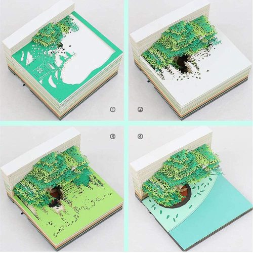 Memo Pads 3D Art Memo Pad 3D Sticky Notes 150 Sheets Cute Gifts DIY Note Paper with Lights for Teenagers