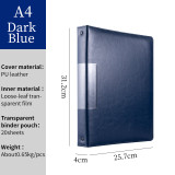 A3 Hardcover Black Blue PU File Foder Red Brown Leather 4 Ring Binder For A4 Size Documents