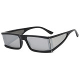 Superhot Eyewear 14745 Futuristic Rectangle Silver Mirrored Sunglasses