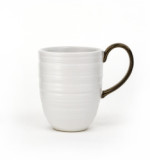 12OZ High Quality matte black white glaze with gold metal glaze handle ceramic mug