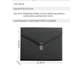Business PU Leather Tri-fold Envelope Padfolio Portfolio Zipper Document File Folder with Password Lock