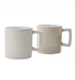 Modern unique stoneware mug white ceramic letter mug for gift