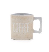 Modern unique stoneware mug white ceramic letter mug for gift