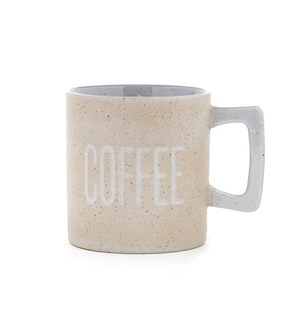 Modern unique stoneware mug white ceramic letter mug for gift