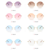 10035 Superhot Eyewear Fashion Round Rimless Sun glasses Women Oversized Sunglasses