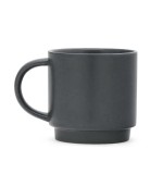 Eco friendly 12oz stoneware bulk ceramic travel mug black yellow with custom decal pattern for gift