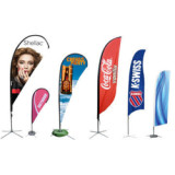 Custom Polyester Beach Feather Banner Advertising Sign Flags with flag stand