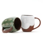 Custom logo coffee drinkware white ceramic mug with red handle