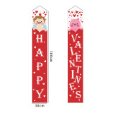Customized 2021 Valentine Day banner Oxford cloth pink decoration hanging flag banner