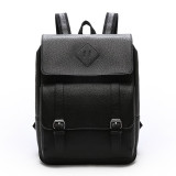 big capacity popular PU man leather backpack fashion travel backpack with earphone hole