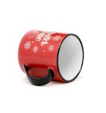 Popular Top Grade Cheap Ceramic Red Christmas Coffee Mug silk print with handpaint