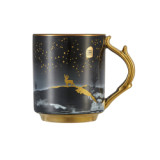 Hot Selling Porcelain Mugs Black Gold Coffee Mug Stoneware Ceramic Mugs for Travel
