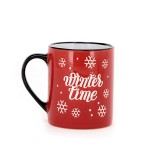 Popular Top Grade Cheap Ceramic Red Christmas Coffee Mug silk print with handpaint