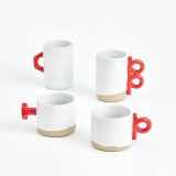 2020 new design stoneware coffee mug drink mugs with 3d red handle