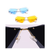 JR66265  Men Women Brand Designer Sun glasses Irregular Shades Tinted Double Lenses Fashion Rimless Sunglasses