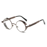92714 Superhot Eyewear Retro Vintage Round Metal Steampunk Sunglasses