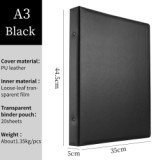 A3 Hardcover Black Blue PU File Foder Red Brown Leather 4 Ring Binder For A4 Size Documents