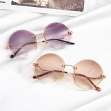 10035 Superhot Eyewear Fashion Round Rimless Sun glasses Women Oversized Sunglasses