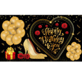 New custom screen printing polyester hanging flag happy birthday party decoration flag banner