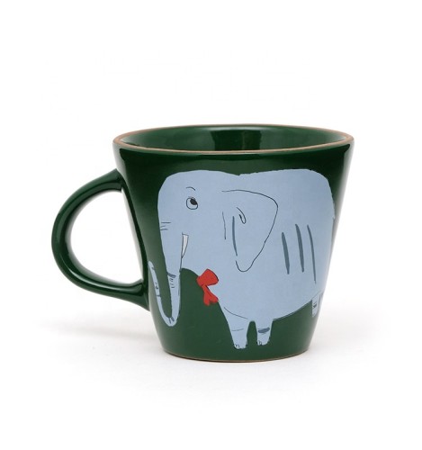 Microwave Safe OEM conical shape antinque pottery stoneware restaurant coffee tea mug with zoo design