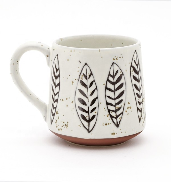 Unique geometric smart black and white ceramic coffee mug for gift