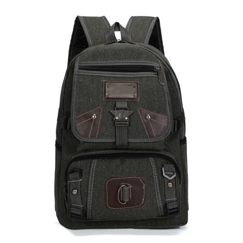 Cross-border foreign trade men's  student military green outdoor canvas backpack