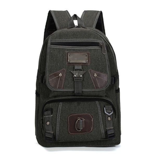 Cross-border foreign trade men's  student military green outdoor canvas backpack