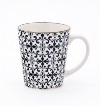 European style white stoneware ceramic coffee tea water mug cup with print