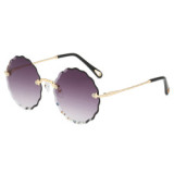 11836 Superhot Eyewear 2018 Fashion Women Sun glasses Flower Rimless Trimming Sunglasses
